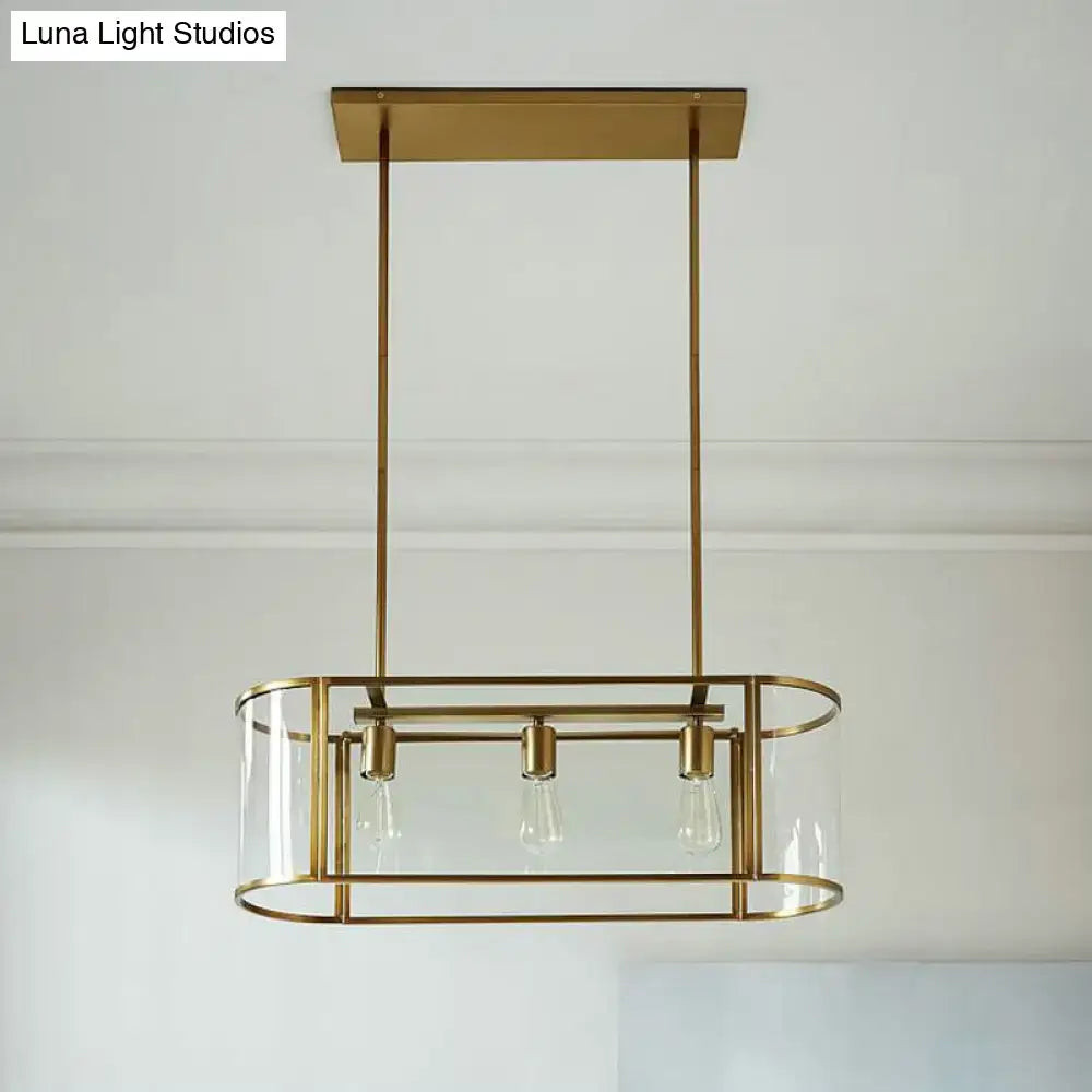 DecorBites™ Mid Century Gold Translucent Glass Pendant Light - 3 Head Suspended Fixture