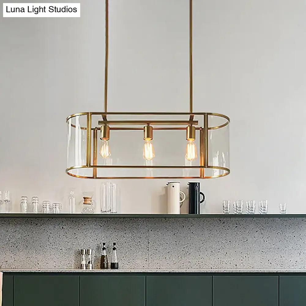 DecorBites™ Mid Century Gold Translucent Glass Pendant Light - 3 Head Suspended Fixture