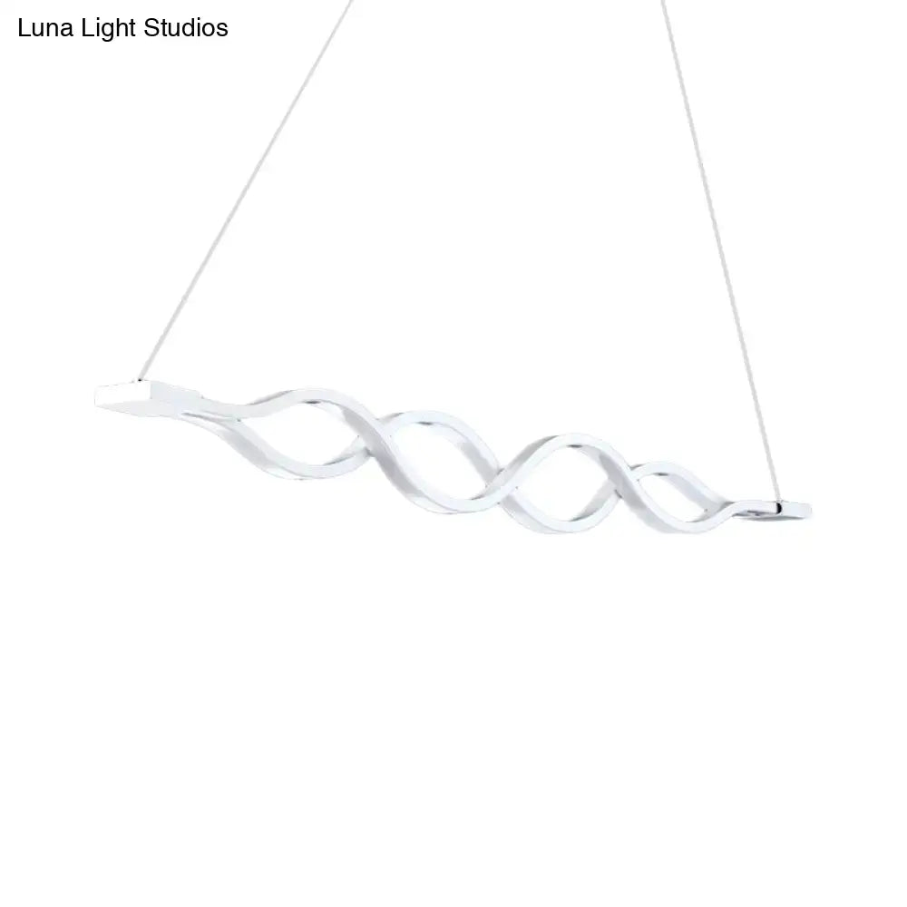 DecorBites™ Minimal 2/4-Light Acrylic LED Island Light Fixture - White Waves Design in Warm/White Light