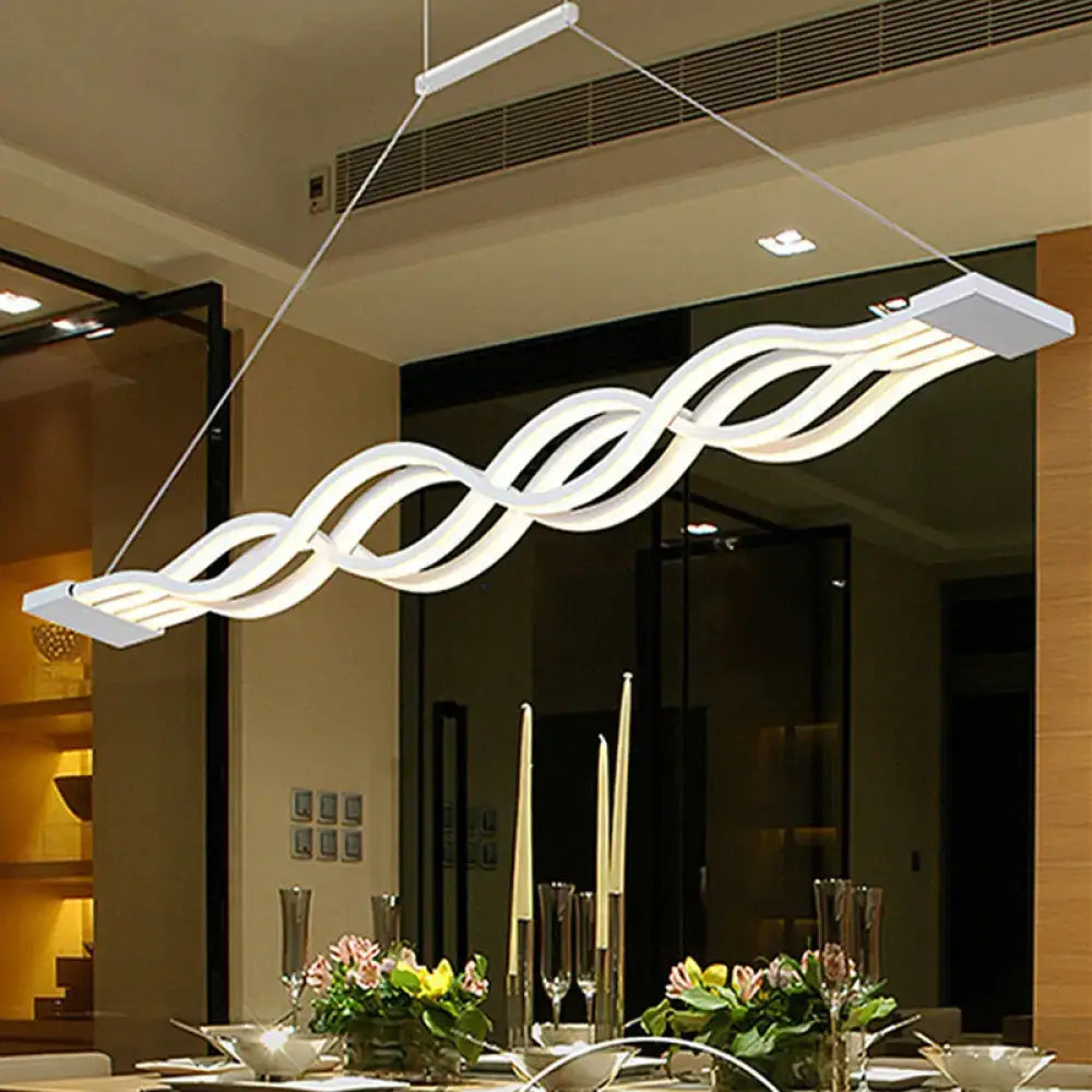 DecorBites™ Minimal 2/4-Light Acrylic LED Island Light Fixture - White Waves Design in Warm/White Light