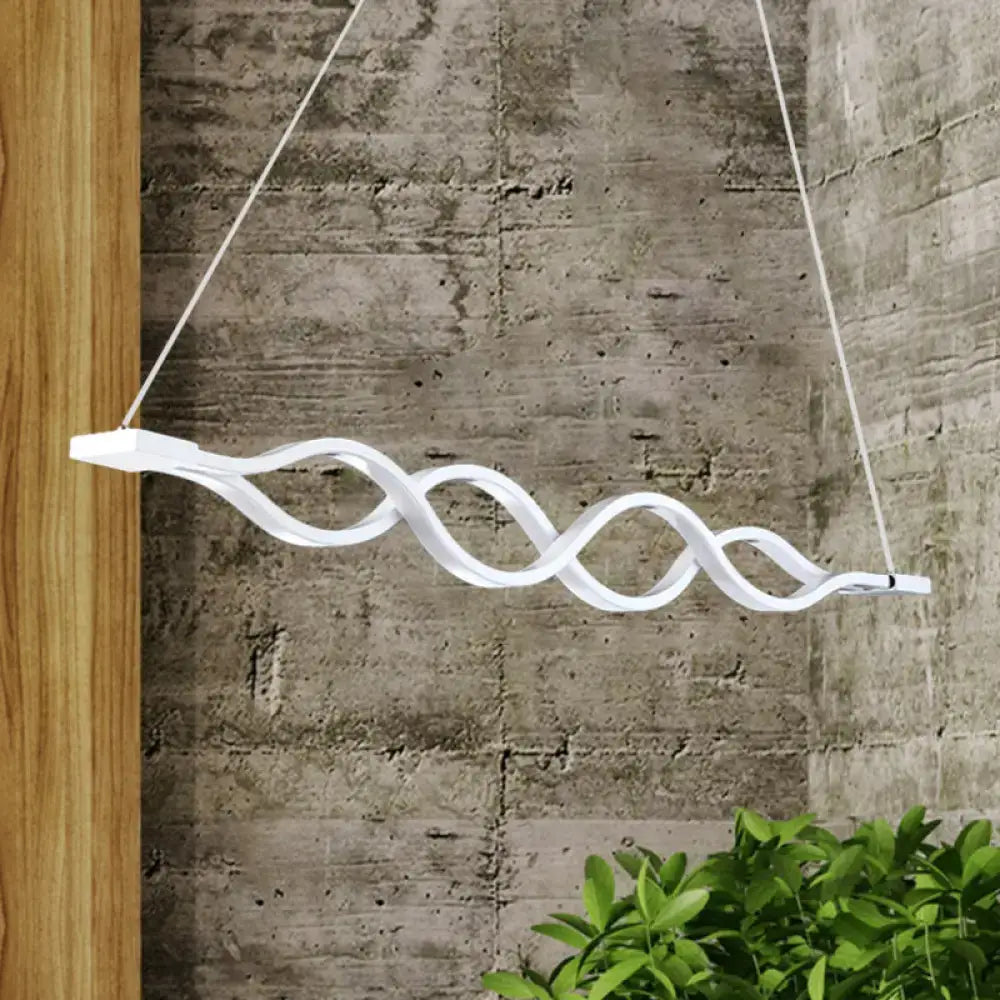 DecorBites™ Minimal 2/4-Light Acrylic LED Island Light Fixture - White Waves Design in Warm/White Light