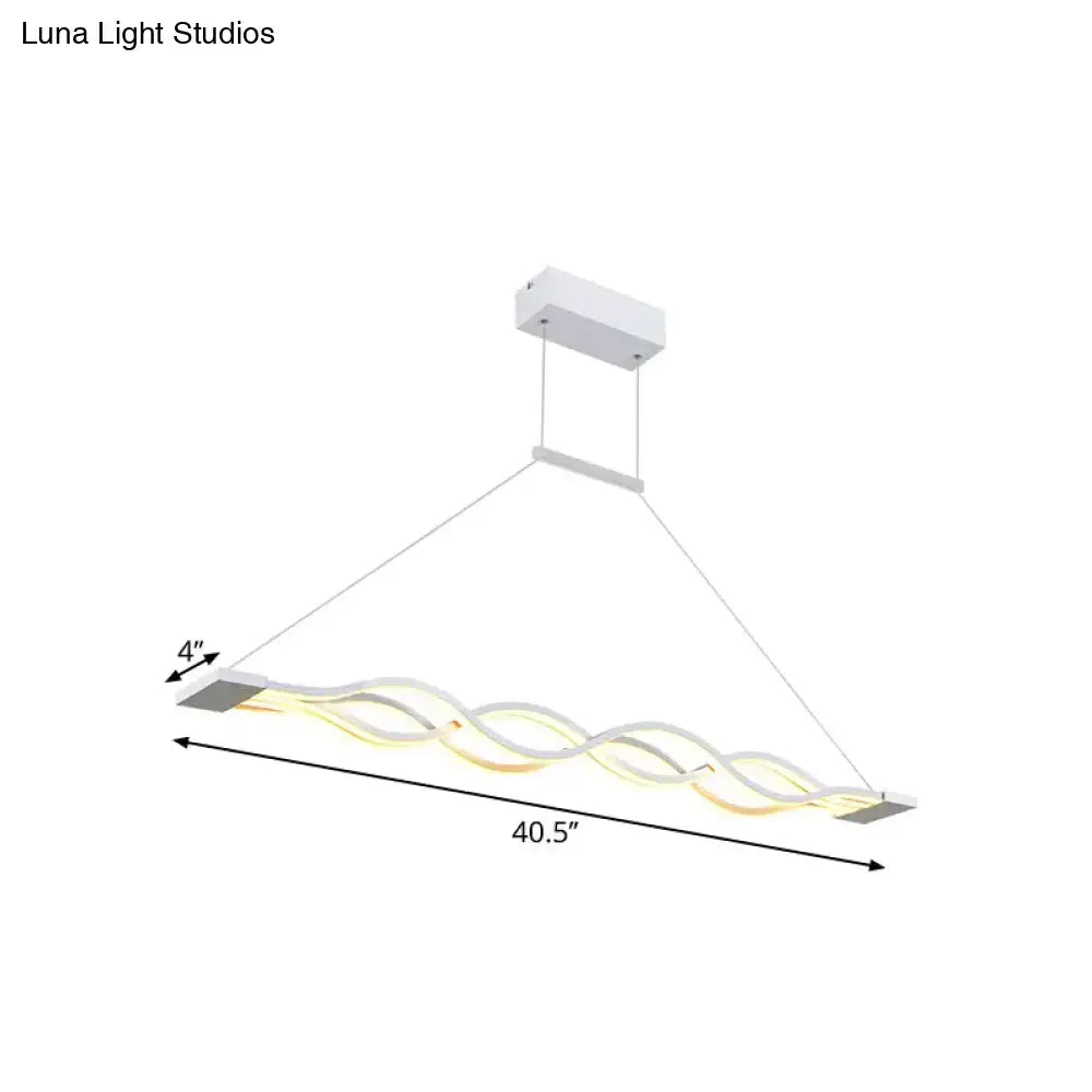 DecorBites™ Minimal 2/4-Light Acrylic LED Island Light Fixture - White Waves Design in Warm/White Light