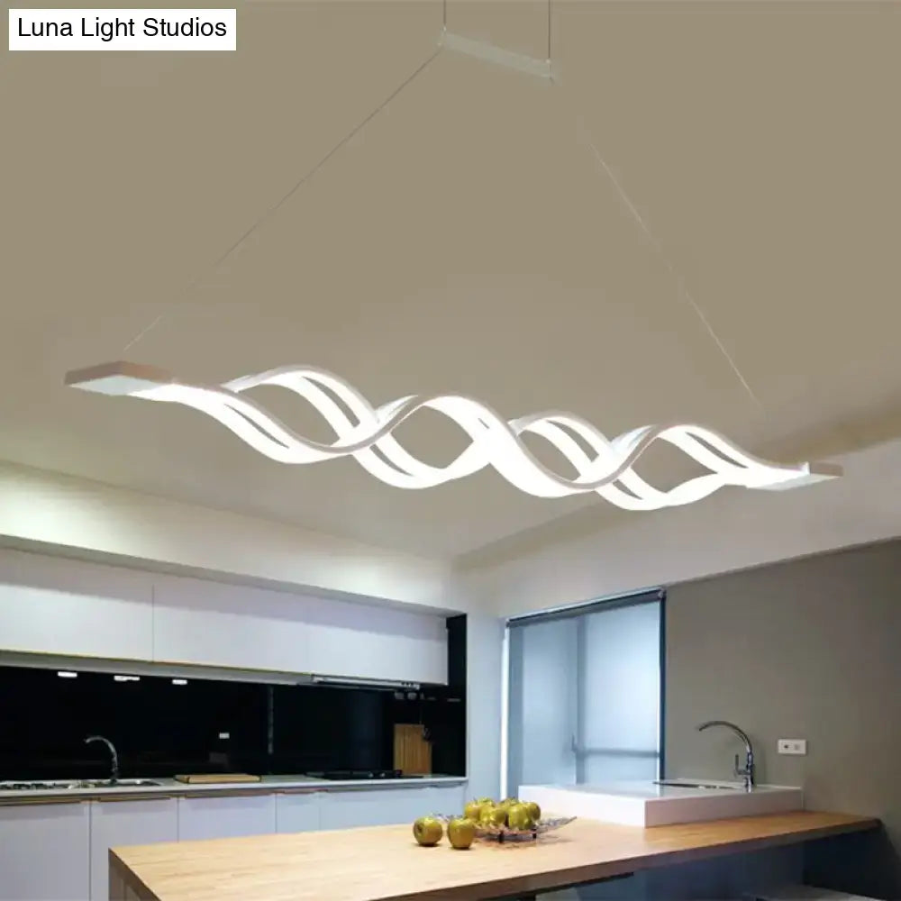 DecorBites™ Minimal 2/4-Light Acrylic LED Island Light Fixture - White Waves Design in Warm/White Light