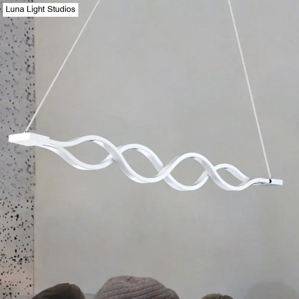 DecorBites™ Minimal 2/4-Light Acrylic LED Island Light Fixture - White Waves Design in Warm/White Light