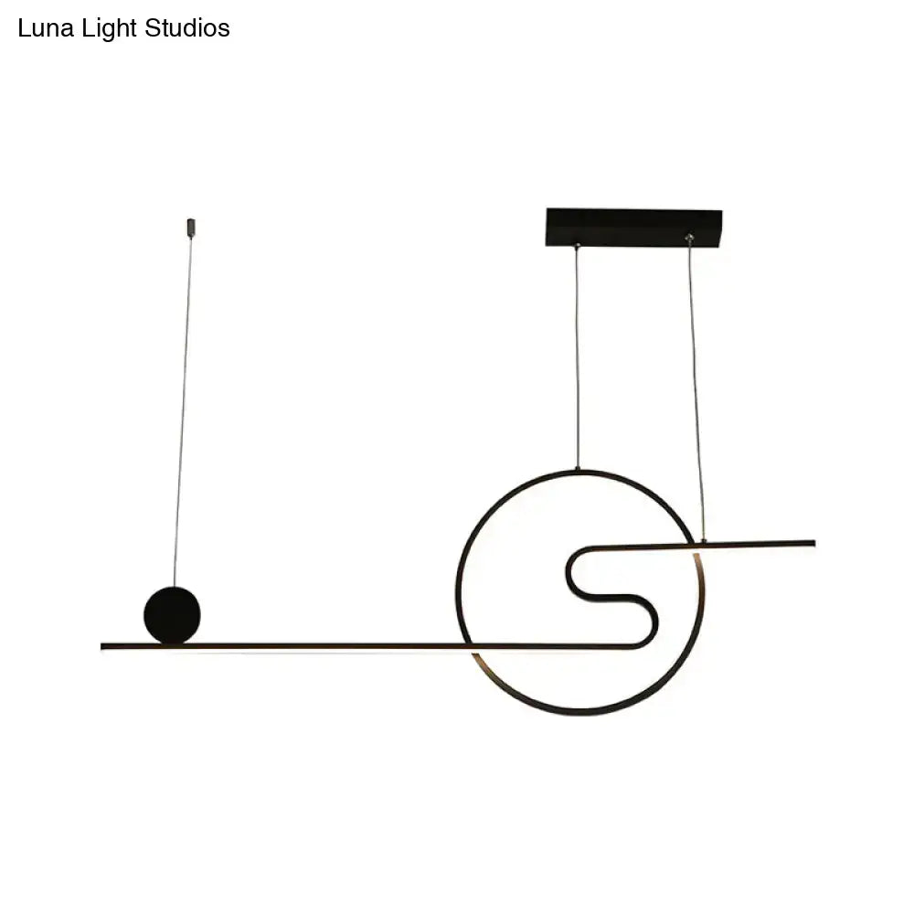 DecorBites™ Minimal Acrylic Linear LED Island Light with Sun and Cloud Design - Warm/White Light - Black/White/Gold
