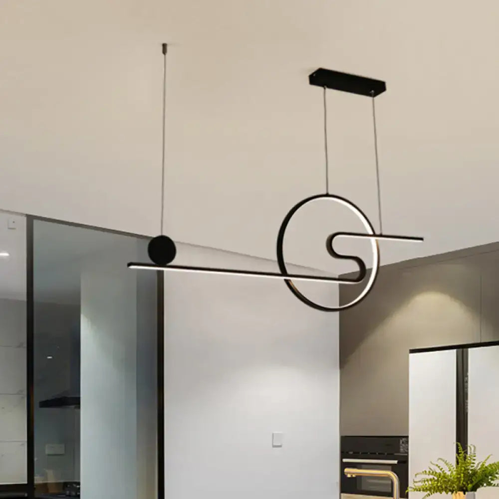 DecorBites™ Minimal Acrylic Linear LED Island Light with Sun and Cloud Design - Warm/White Light - Black/White/Gold