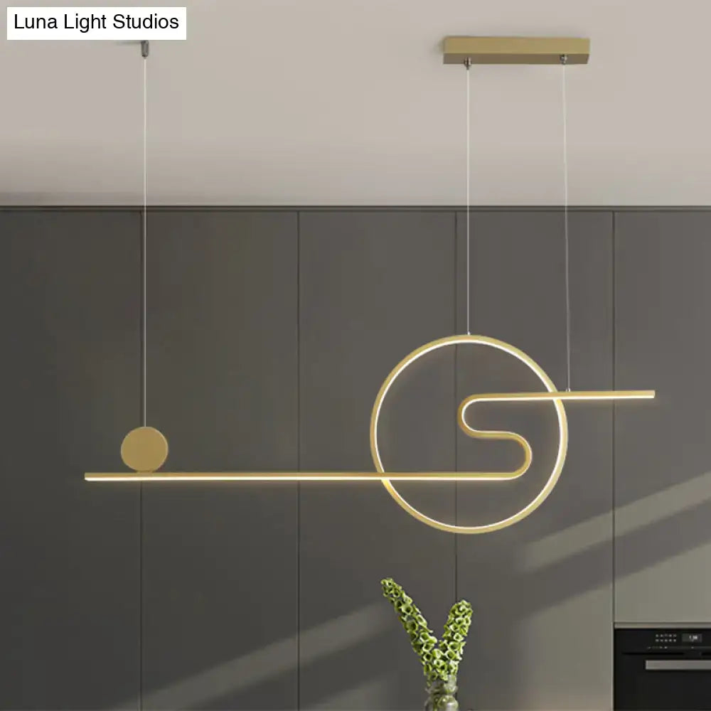 DecorBites™ Minimal Acrylic Linear LED Island Light with Sun and Cloud Design - Warm/White Light - Black/White/Gold