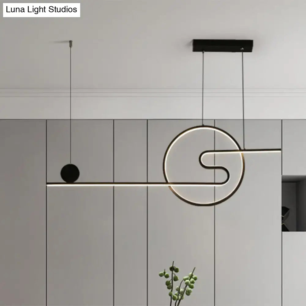 DecorBites™ Minimal Acrylic Linear LED Island Light with Sun and Cloud Design - Warm/White Light - Black/White/Gold