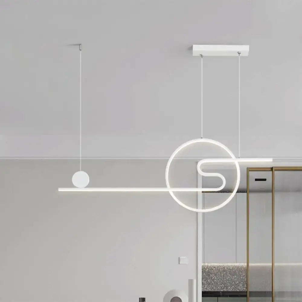 DecorBites™ Minimal Acrylic Linear LED Island Light with Sun and Cloud Design - Warm/White Light - Black/White/Gold