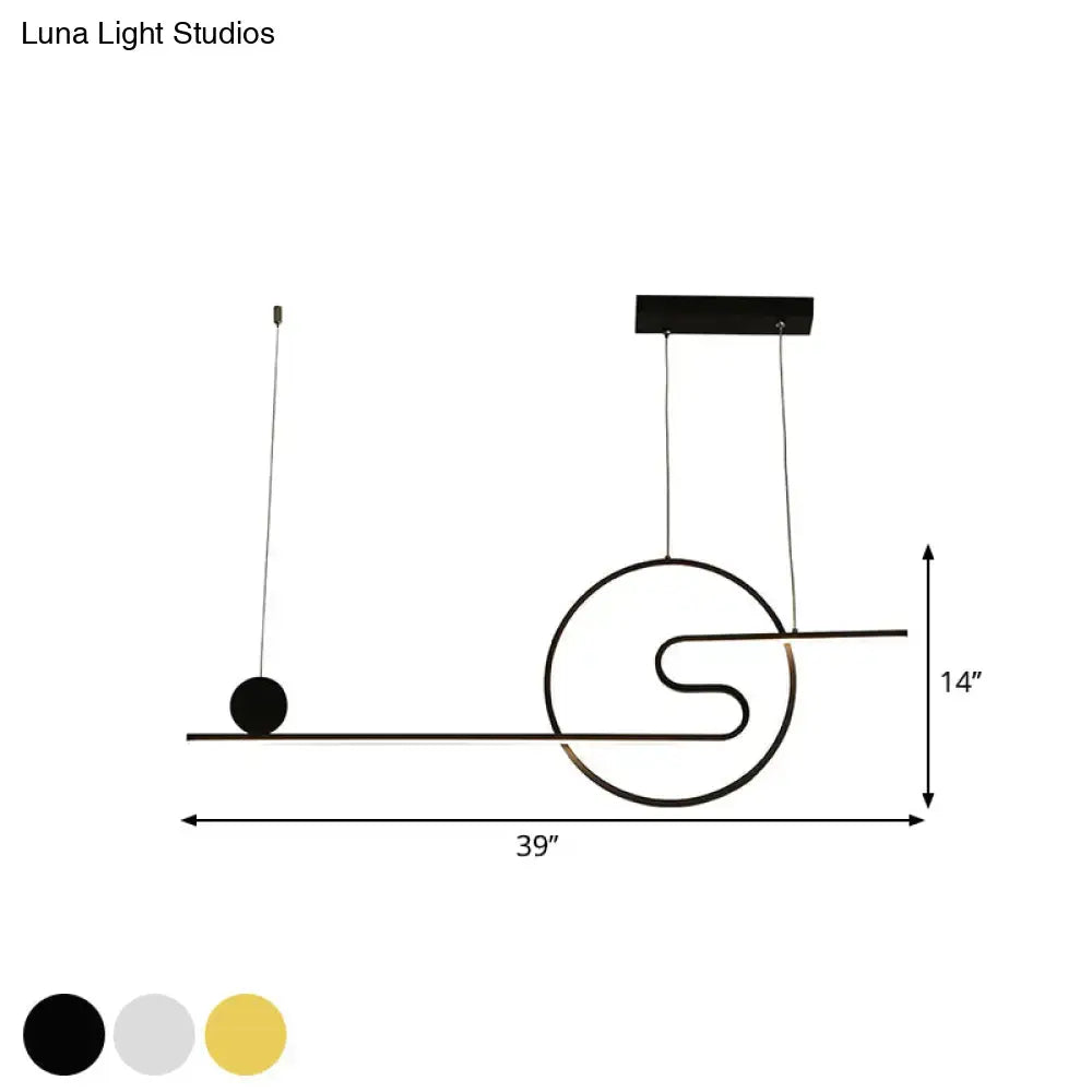 DecorBites™ Minimal Acrylic Linear LED Island Light with Sun and Cloud Design - Warm/White Light - Black/White/Gold
