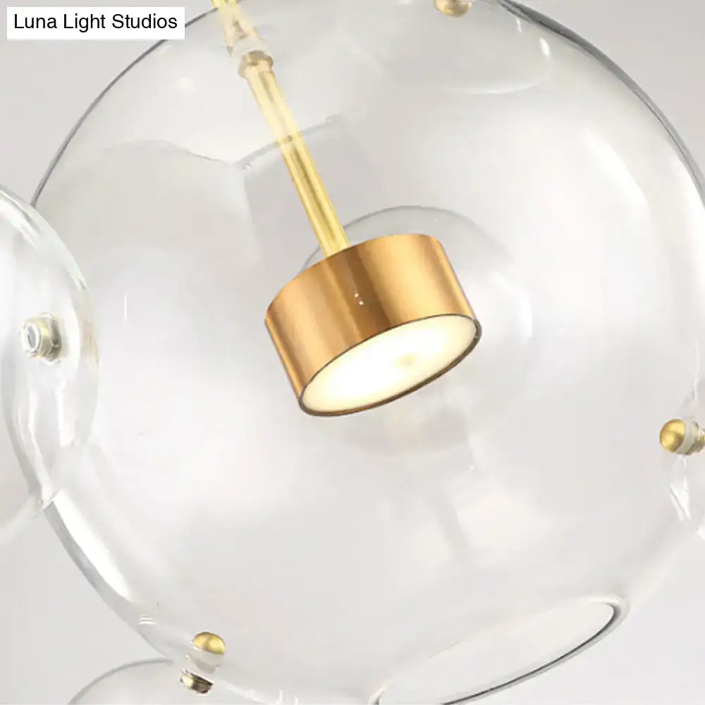 DecorBites™ Minimal Brass Bubble Pendant Light with 5 Clear Glass Heads