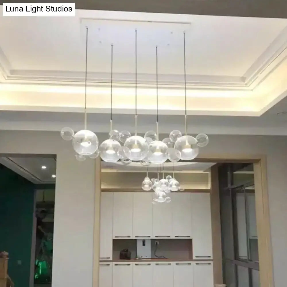 DecorBites™ Minimal Brass Bubble Pendant Light with 5 Clear Glass Heads