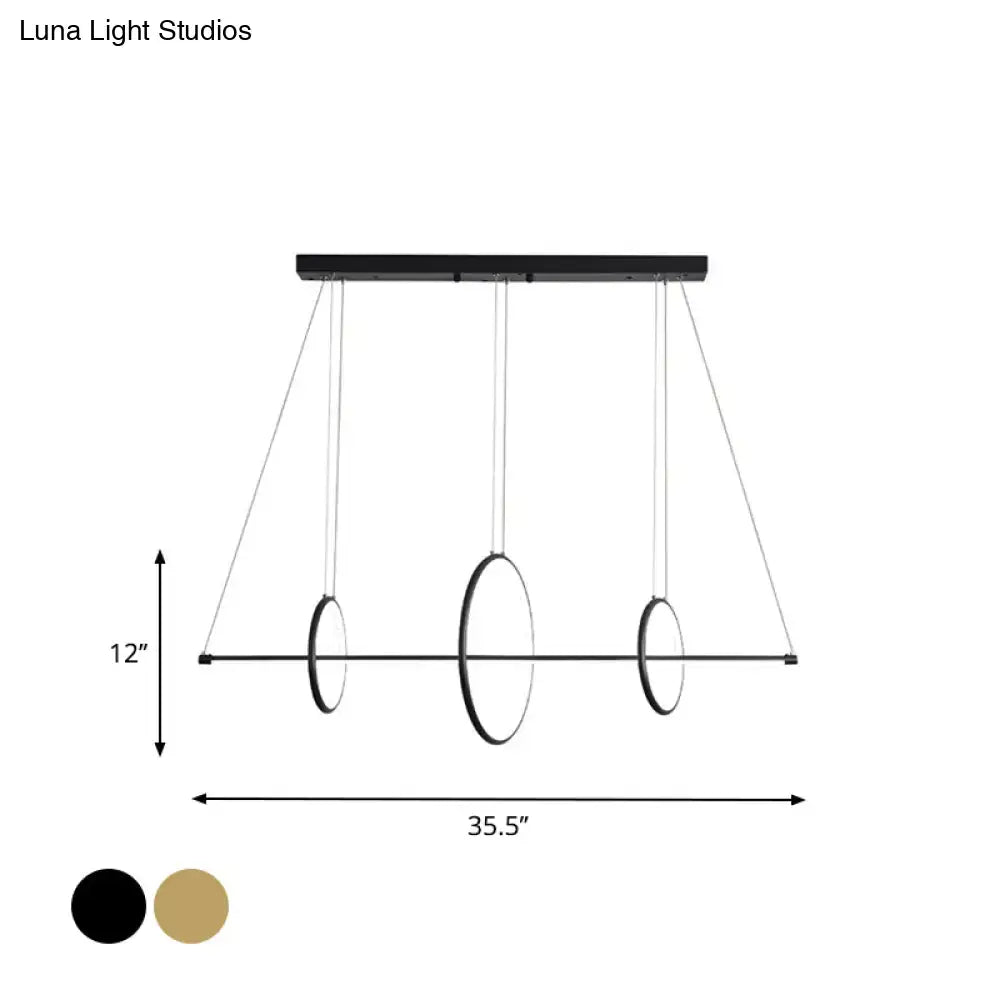 مصباح DecorBites™ المتدلي المصنوع من الأكريليك بتصميم بسيط LED باللون الأسود/الذهبي، إضاءة دافئة/بيضاء - عرض 35.5 بوصة/43 بوصة