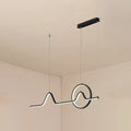 DecorBites minimalist aluminum led dining room pendant lamp in black and white with wave-like curve design