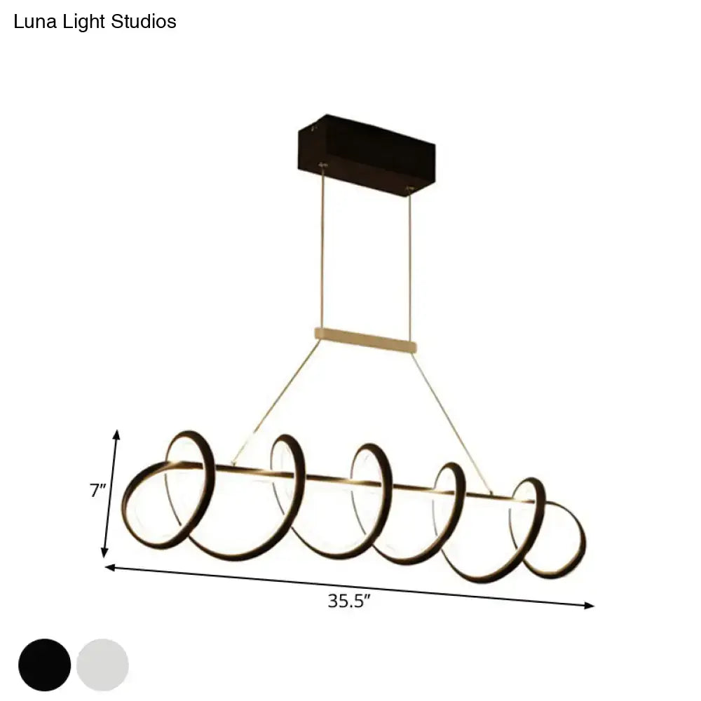 DecorBites™ Minimalist Black/White LED Ceiling Light for Dining Room: Twisted Metallic Island Lighting