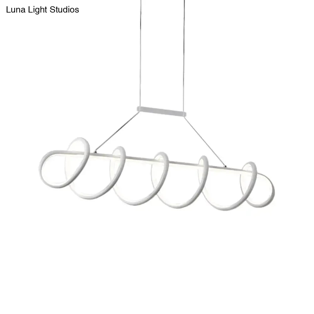 DecorBites™ Minimalist Black/White LED Ceiling Light for Dining Room: Twisted Metallic Island Lighting