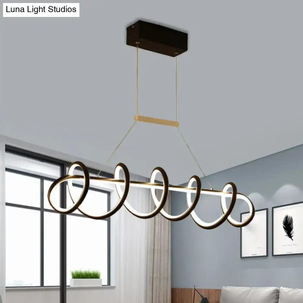 DecorBites™ Minimalist Black/White LED Ceiling Light for Dining Room: Twisted Metallic Island Lighting