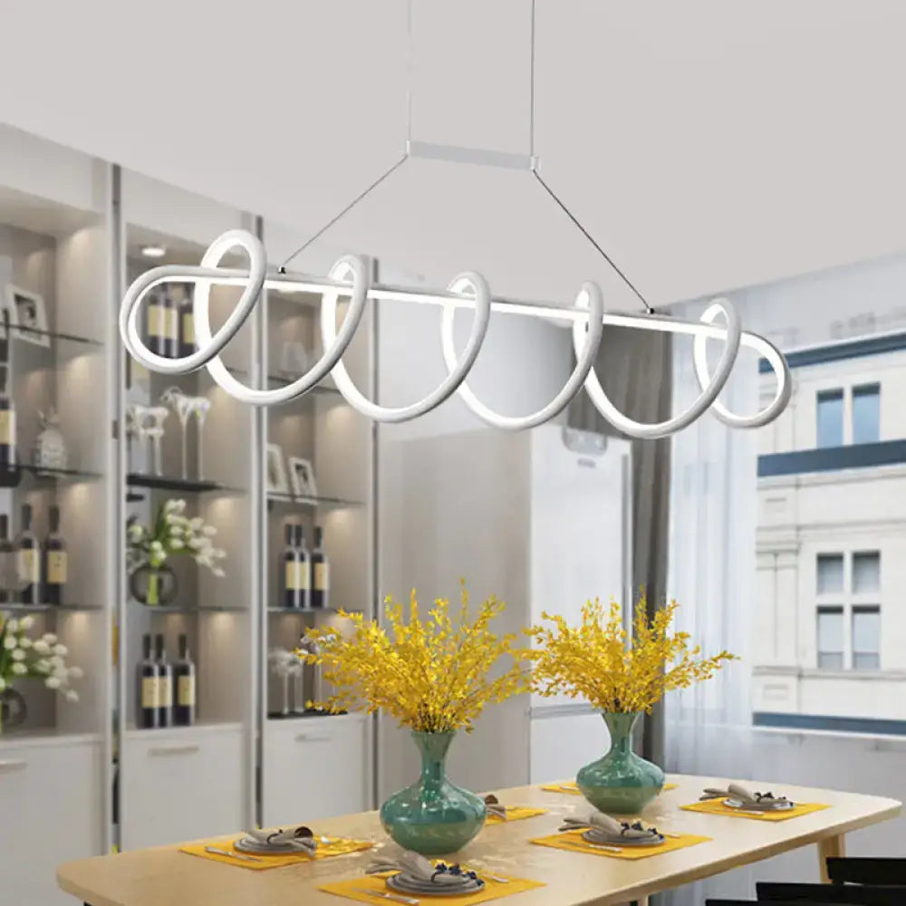 DecorBites™ Minimalist Black/White LED Ceiling Light for Dining Room: Twisted Metallic Island Lighting