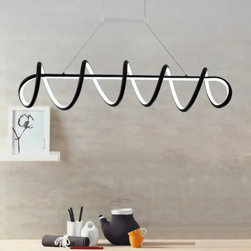 DecorBites™ Minimalist Black/White LED Ceiling Light for Dining Room: Twisted Metallic Island Lighting
