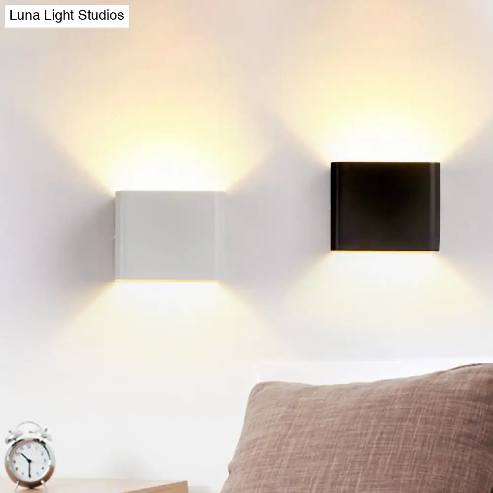 DecorBites™ Minimalist Cube Shade Sconce Light - Aluminum LED Wall Mounted Light with Warm/White Lighting for Living Room - Black/White