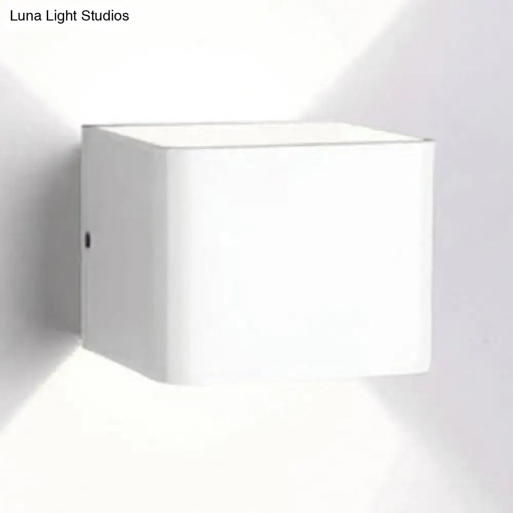 DecorBites™ Minimalist Cube Shade Sconce Light - Aluminum LED Wall Mounted Light with Warm/White Lighting for Living Room - Black/White