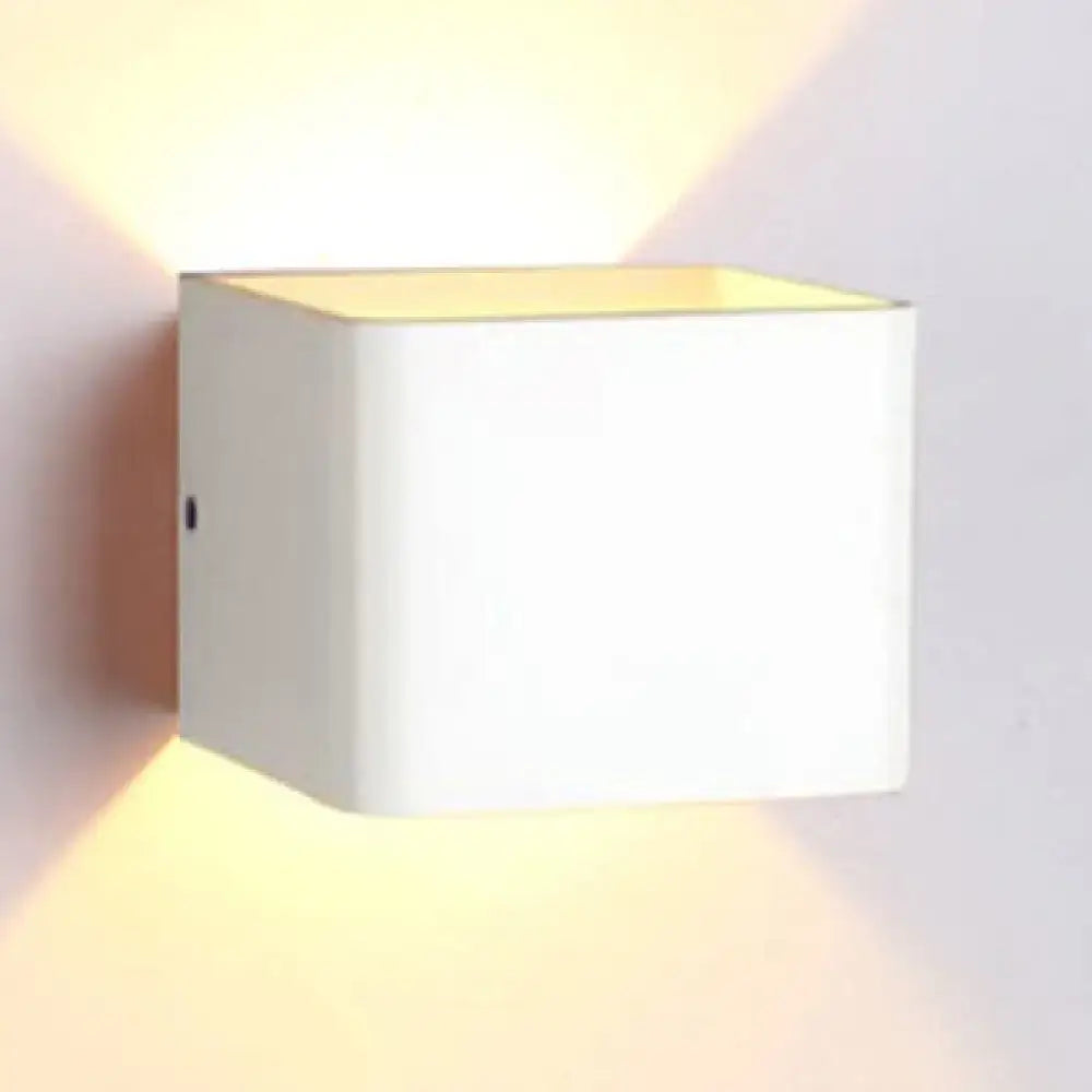DecorBites™ Minimalist Cube Shade Sconce Light - Aluminum LED Wall Mounted Light with Warm/White Lighting for Living Room - Black/White