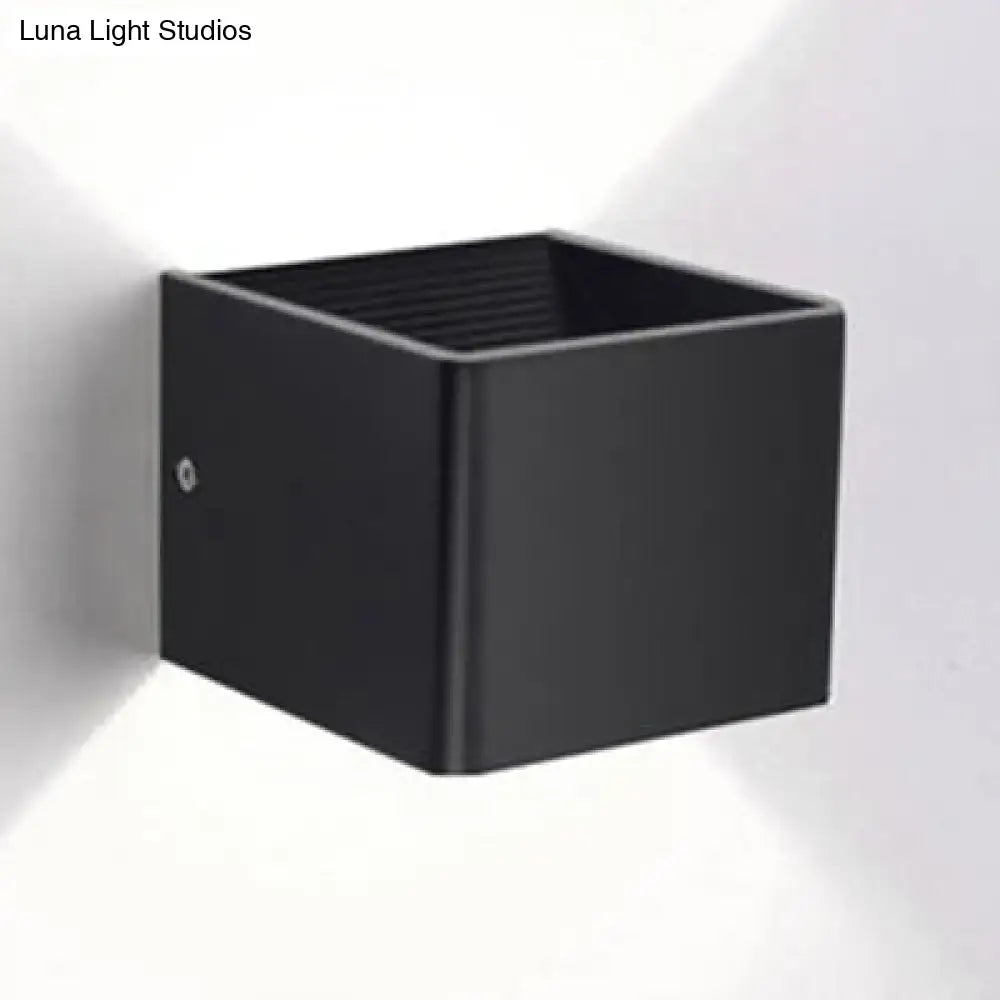 DecorBites™ Minimalist Cube Shade Sconce Light - Aluminum LED Wall Mounted Light with Warm/White Lighting for Living Room - Black/White