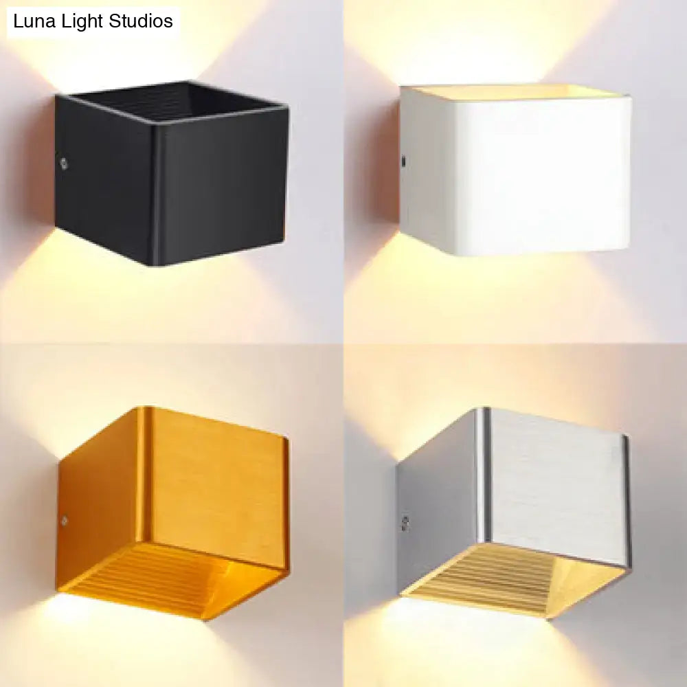 DecorBites™ Minimalist Cube Shade Sconce Light - Aluminum LED Wall Mounted Light with Warm/White Lighting for Living Room - Black/White