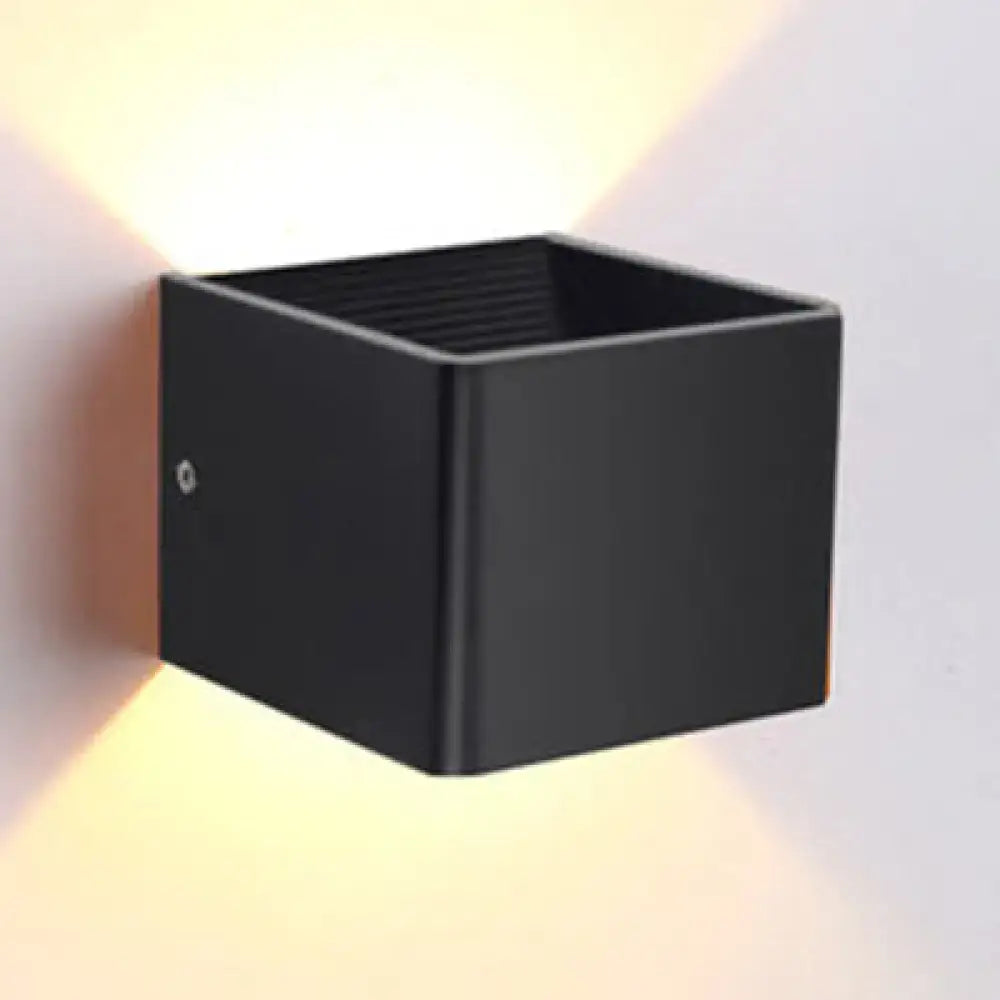 DecorBites™ Minimalist Cube Shade Sconce Light - Aluminum LED Wall Mounted Light with Warm/White Lighting for Living Room - Black/White