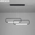 Decorbites™ minimalist geometric led dining room pendant light in black with sleek design and glowing white led strips