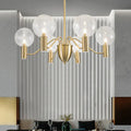 DecorBites™ Minimalist Gold Globe Chandelier - 6-Light Clear Glass Pendant Lighting Fixture