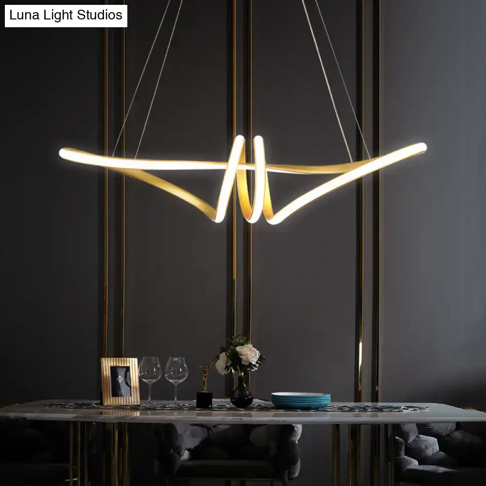 DecorBites™ Minimalist Gold Twist Island Pendant Light Fixture with LED Metal Finish - Perfect for Restaurants