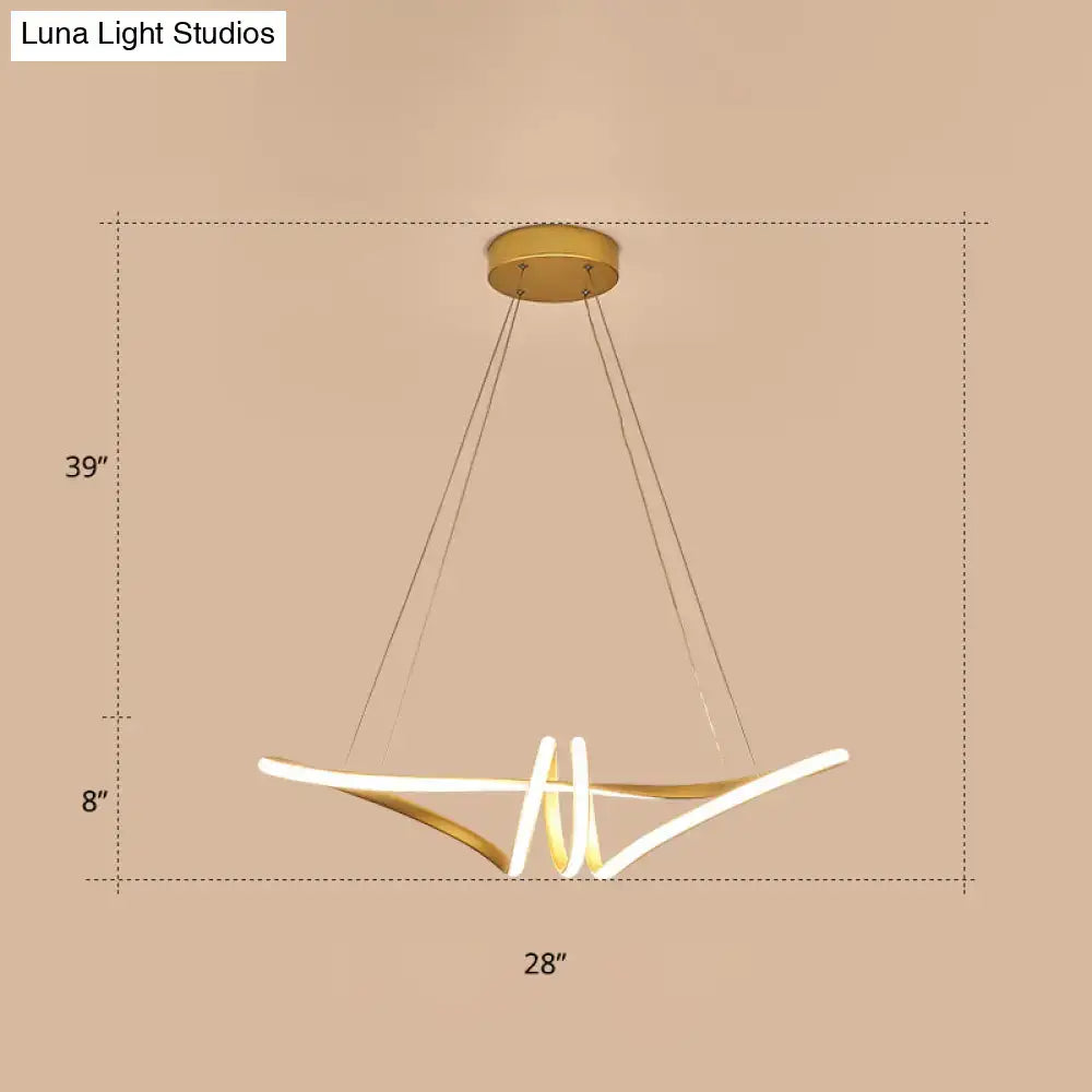 DecorBites™ Minimalist Gold Twist Island Pendant Light Fixture with LED Metal Finish - Perfect for Restaurants