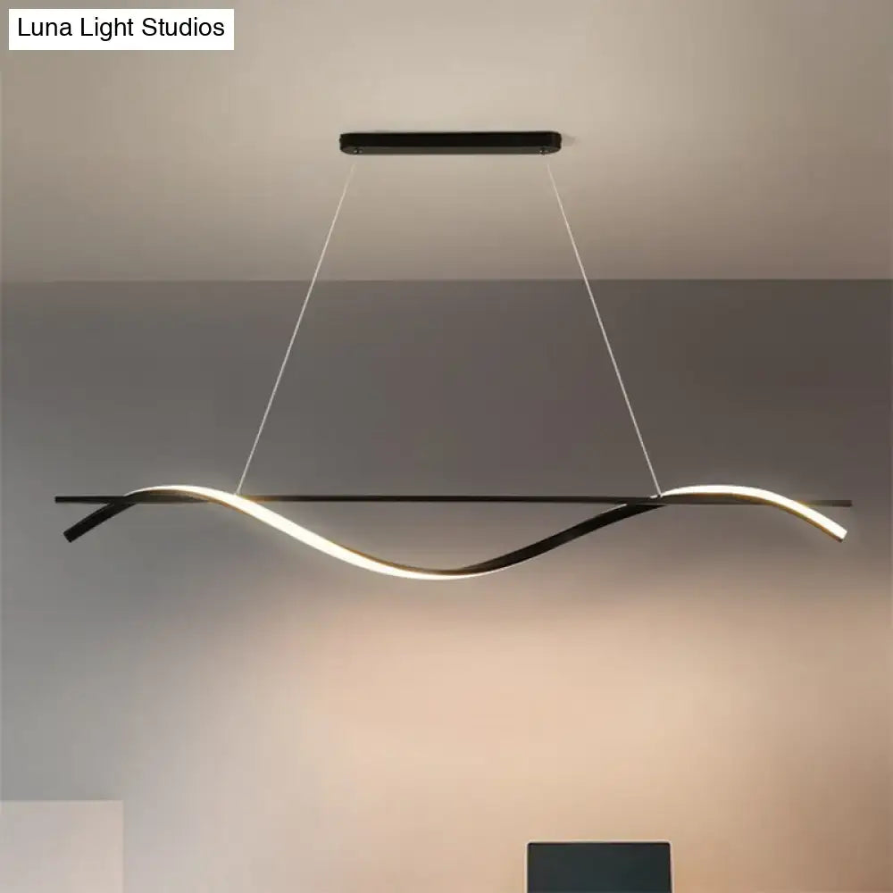 DecorBites™ Minimalist LED Hanging Island Light for Dining Room  in Black, Warm/White Light