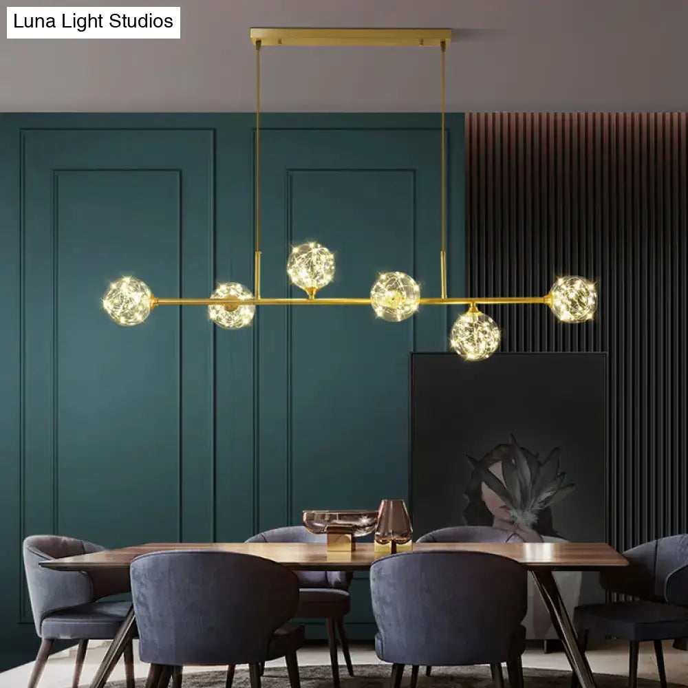 DecorBites™ Minimalist LED Pendant Light with Clear Glass Sphere Shade and Brass Finish