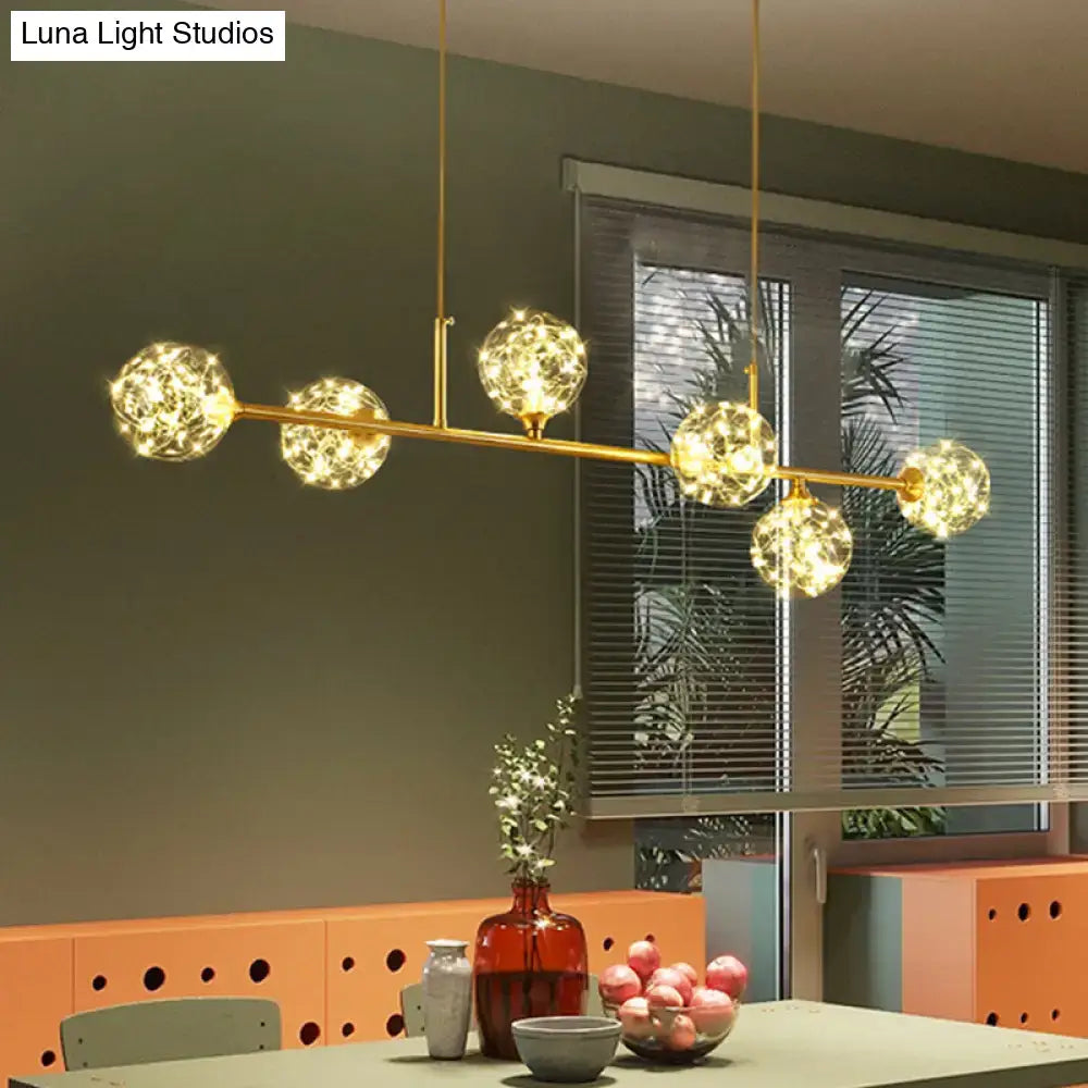 DecorBites™ Minimalist LED Pendant Light with Clear Glass Sphere Shade and Brass Finish