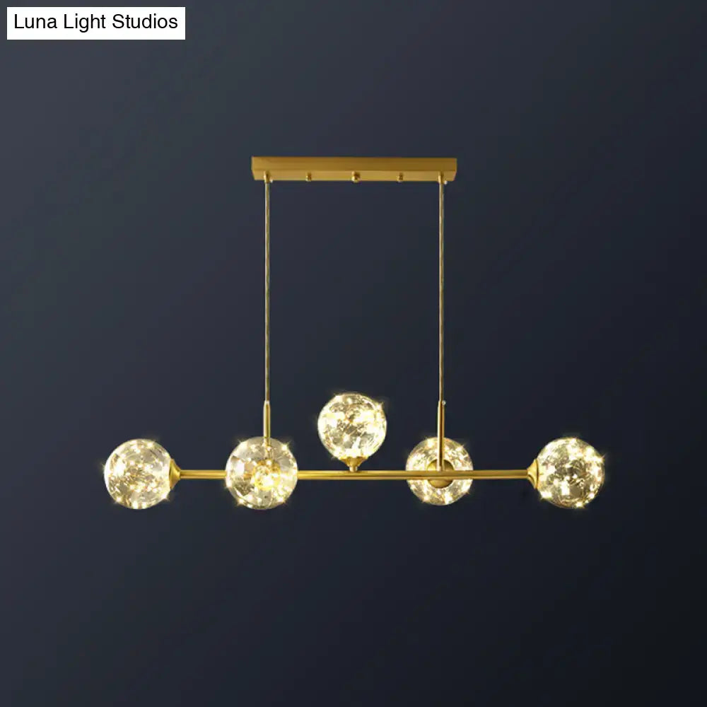 DecorBites™ Minimalist LED Pendant Light with Clear Glass Sphere Shade and Brass Finish