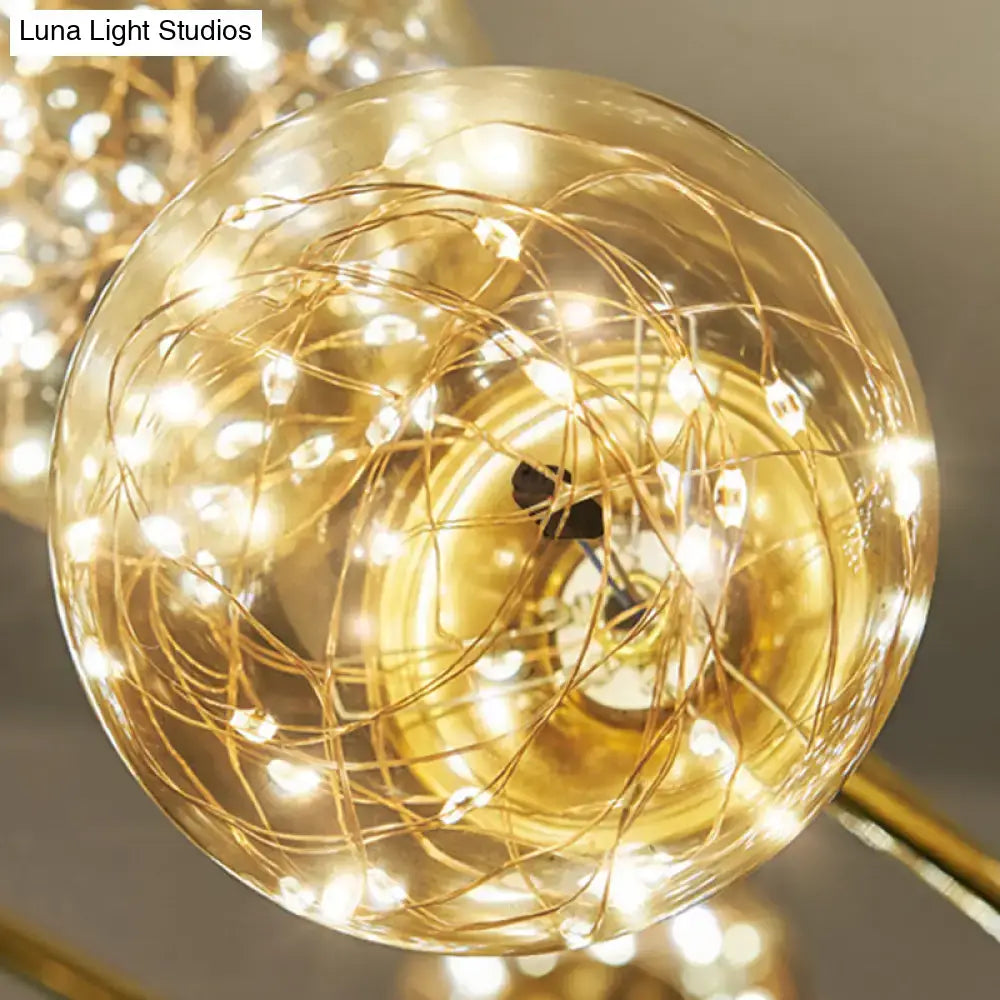 DecorBites™ Minimalist LED Pendant Light with Clear Glass Sphere Shade and Brass Finish