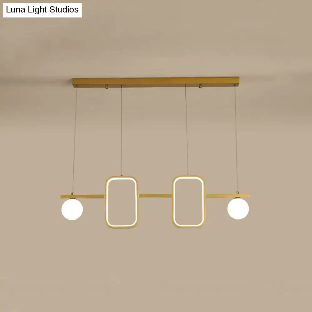 DecorBites™ Minimalist Metal Dining Room Island Ceiling Light with Symmetrical Geometric LED Design and Cream Glass Shade