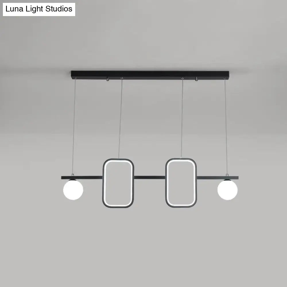 DecorBites™ Minimalist Metal Dining Room Island Ceiling Light with Symmetrical Geometric LED Design and Cream Glass Shade