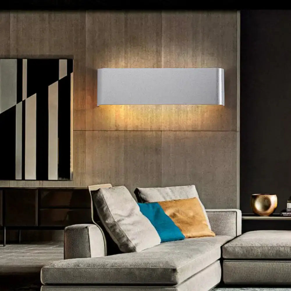 DecorBites™ Minimalist Metal LED Rectangle Wall Light in Black/Silver, Warm/White Lighting - 6"/10" Dia. - Living Room Wall Washer Lamp