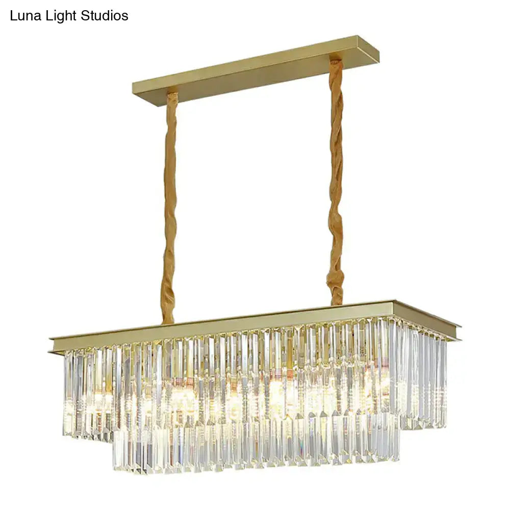 DecorBites™ Minimalist Prismatic Crystal Restaurant Pendant Light - Rectangular Island