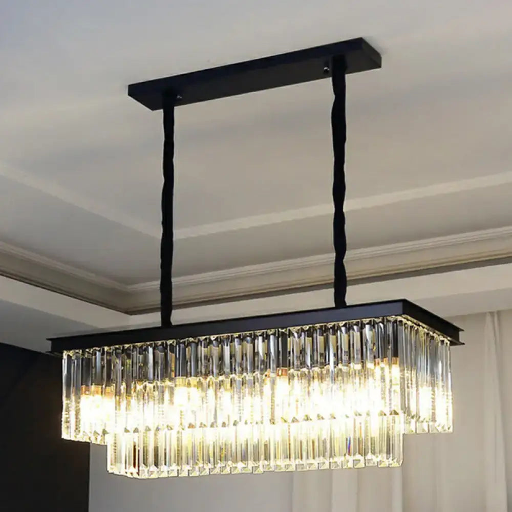 DecorBites™ Minimalist Prismatic Crystal Restaurant Pendant Light - Rectangular Island