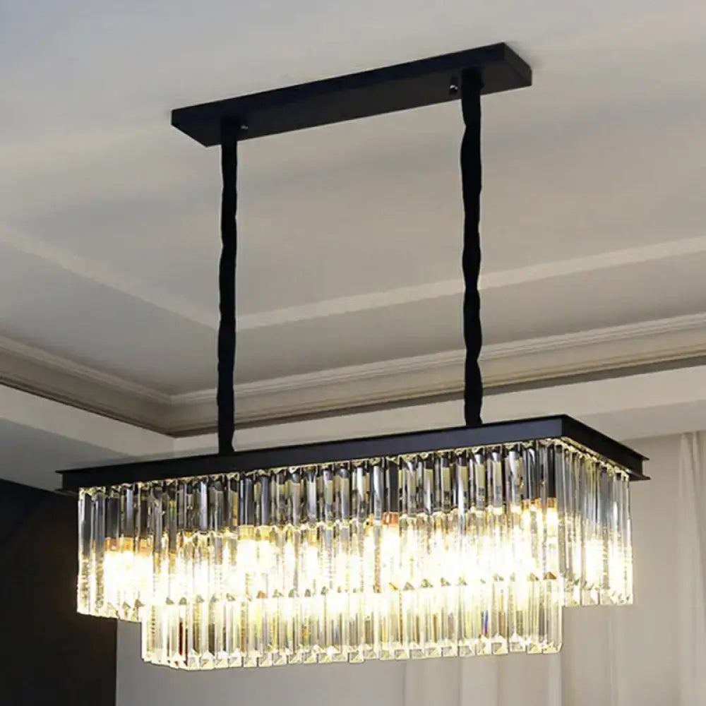 DecorBites™ Minimalist Prismatic Crystal Restaurant Pendant Light - Rectangular Island