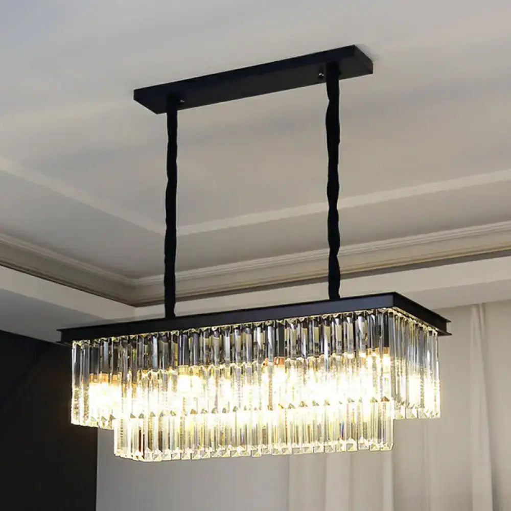 DecorBites™ Minimalist Prismatic Crystal Restaurant Pendant Light - Rectangular Island