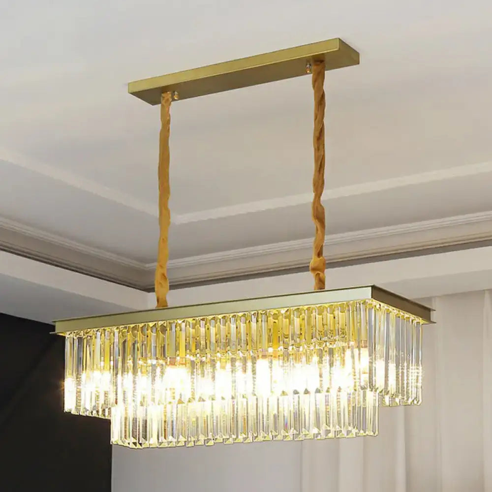 DecorBites™ Minimalist Prismatic Crystal Restaurant Pendant Light - Rectangular Island