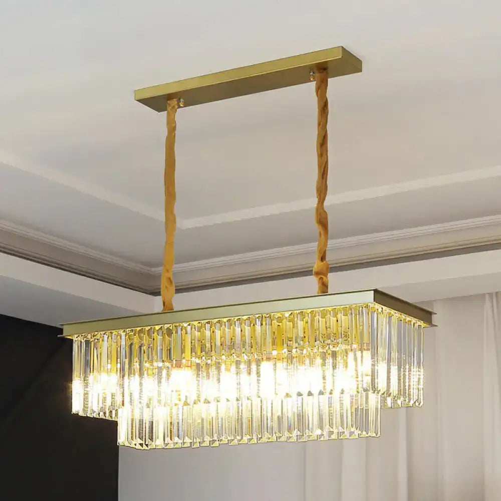 DecorBites™ Minimalist Prismatic Crystal Restaurant Pendant Light - Rectangular Island