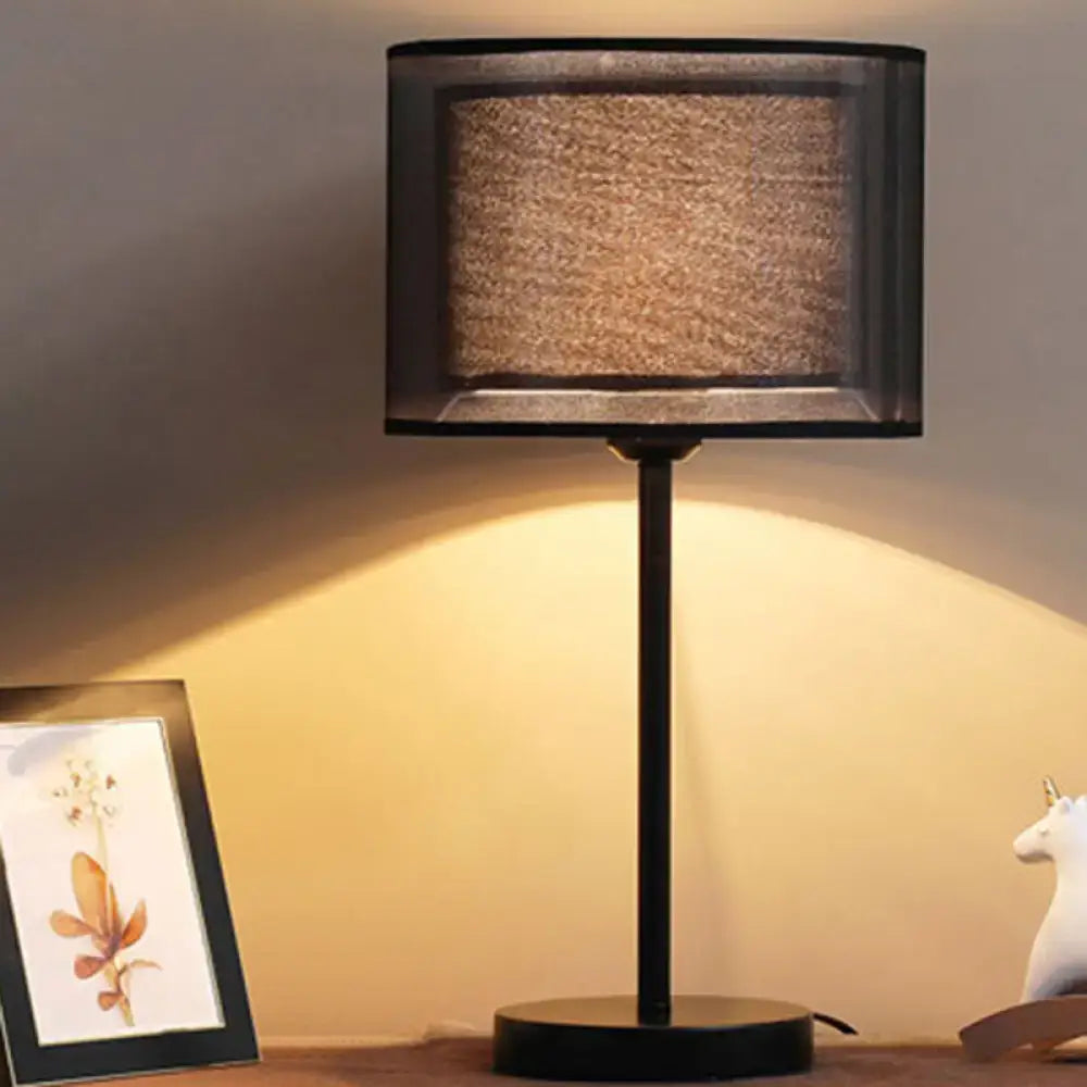 DecorBites™ Minimalist Single-Bulb Table Lamp with Drum Shade – Stylish Fabric Lighting for Living Room Nightstand