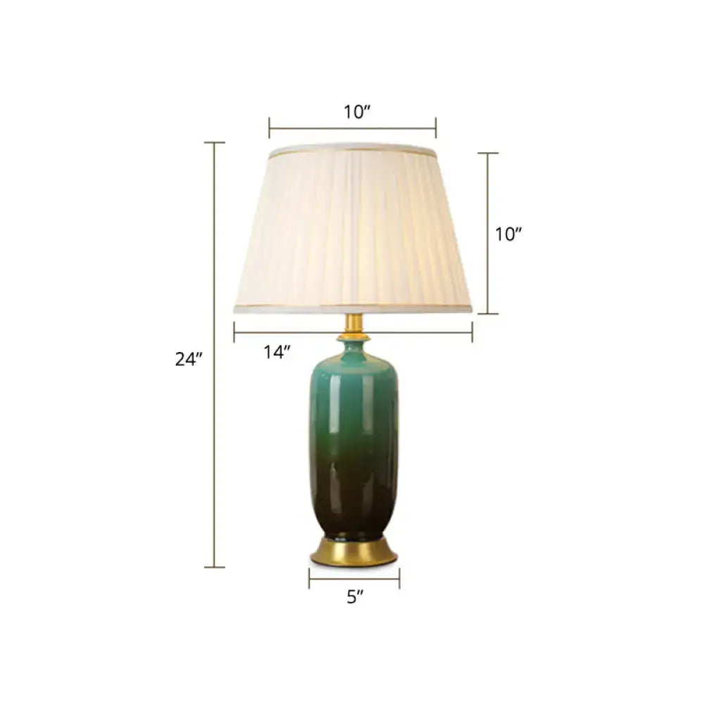 Lampe de table conique minimaliste DecorBites™ blanche – Lampe de chevet en tissu avec base en céramique ombrée