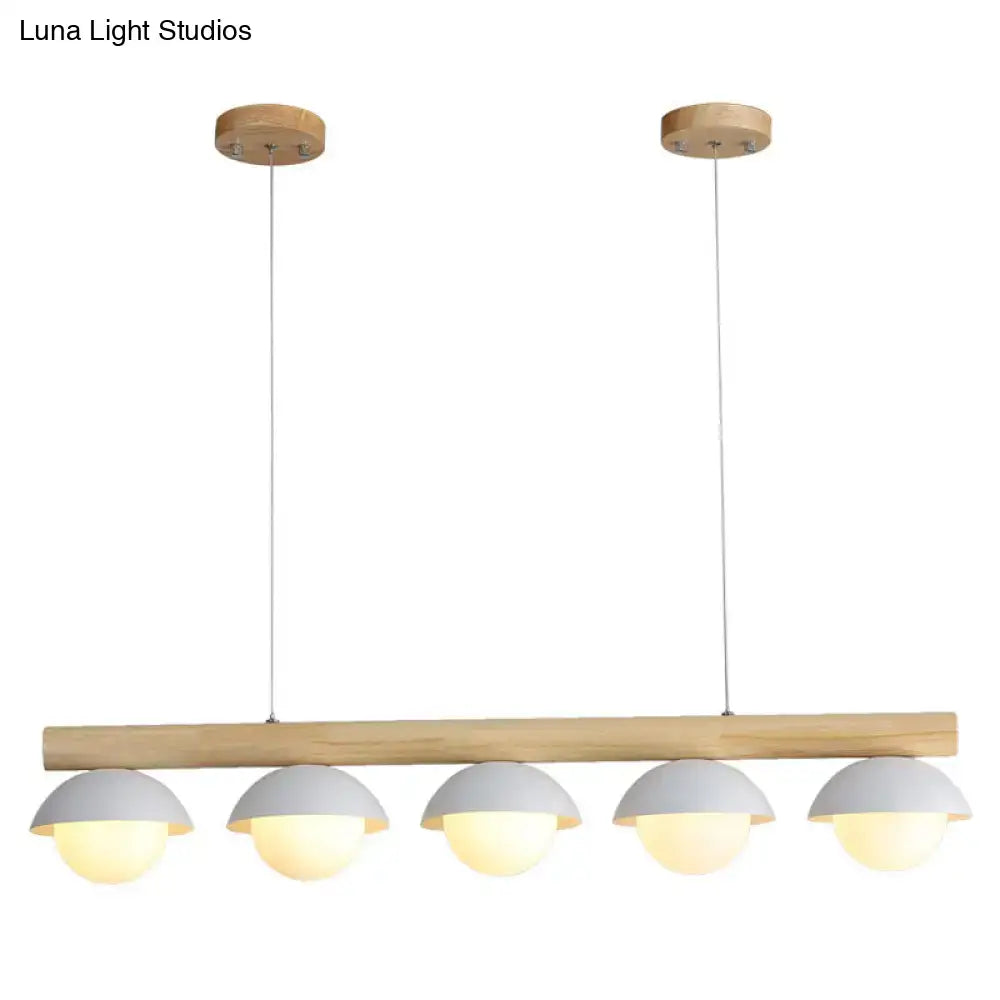 DecorBites™ Minimalist Wood Island Pendant - Grey Dome-Shaped Hanging Light